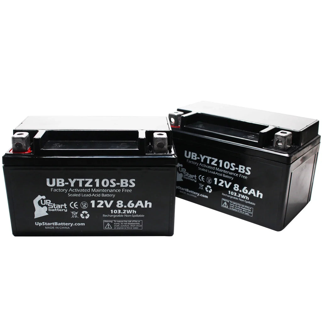 Yamaha 600CC UpStart 12V, (excl. - Battery YZF-R6 R6S) Activated, Motorcycle Battery Maintenance Free, UB-YTZ10S-BS 2011 Factory 2-Pack Replacement 8.6Ah,
