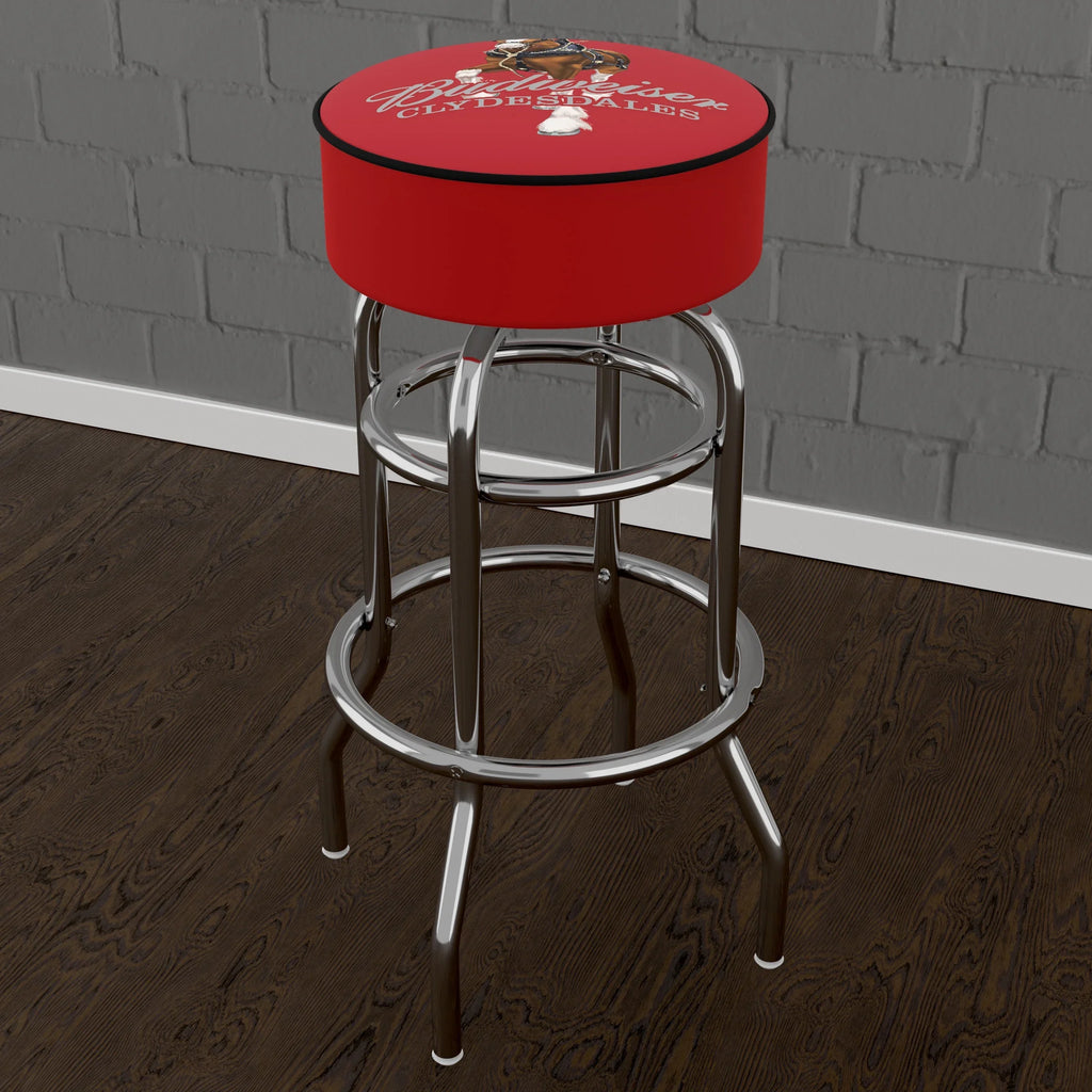 Bar Stool - Red Budweiser Swivel Clydesdale Padded