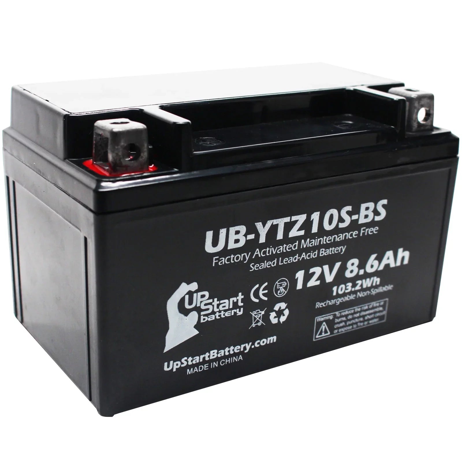 Yamaha 600CC UpStart 12V, (excl. - Battery YZF-R6 R6S) Activated, Motorcycle Battery Maintenance Free, UB-YTZ10S-BS 2011 Factory 2-Pack Replacement 8.6Ah,
