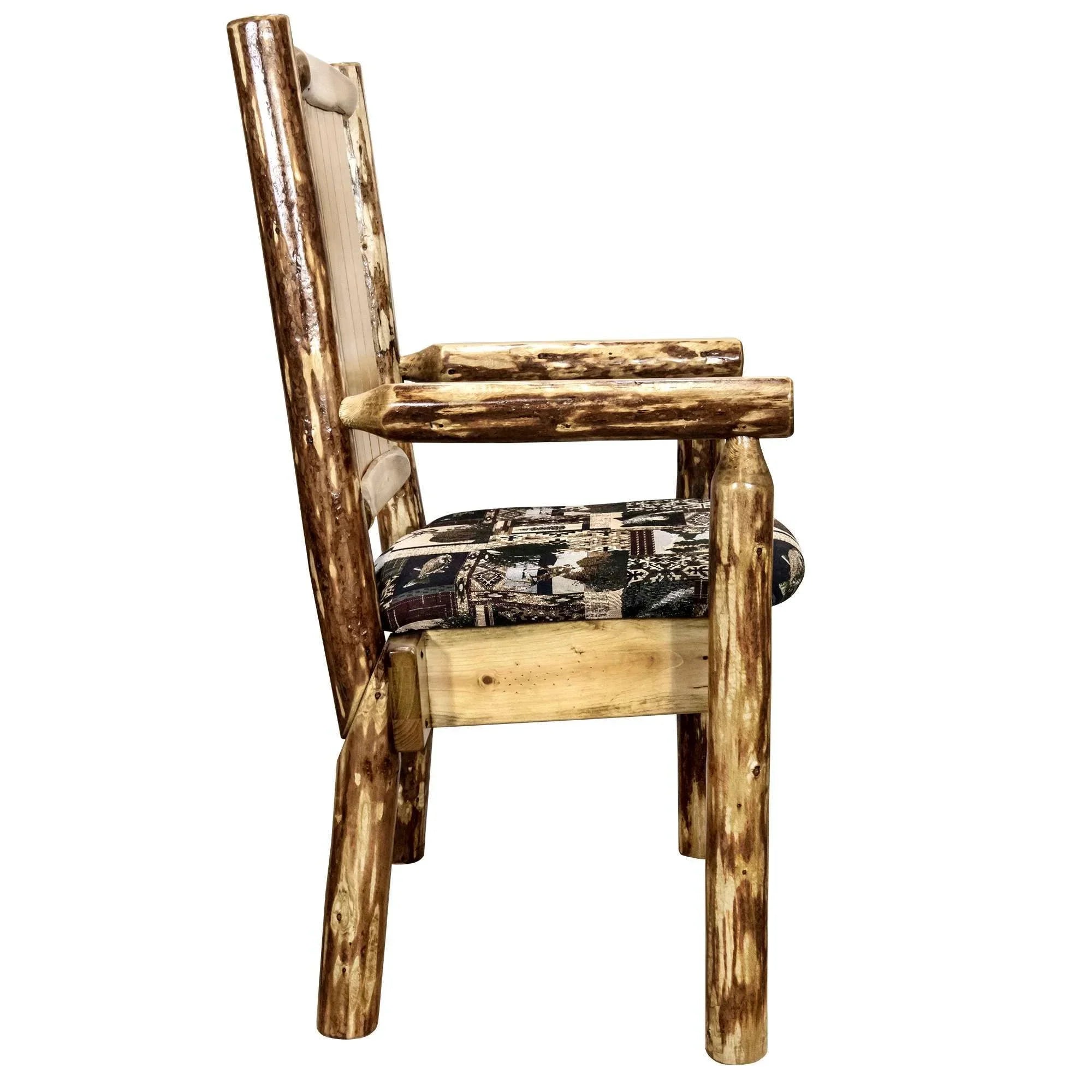 Pine Glacier Upholstery Engraved Country Tree Chair, w/ Collection Captain's Laser Woodland Design