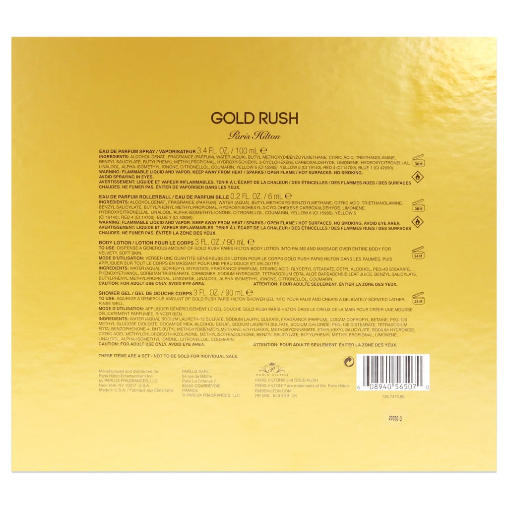 for Set Gift Rush Gold 4 Paris Women, Hilton Pieces Perfume