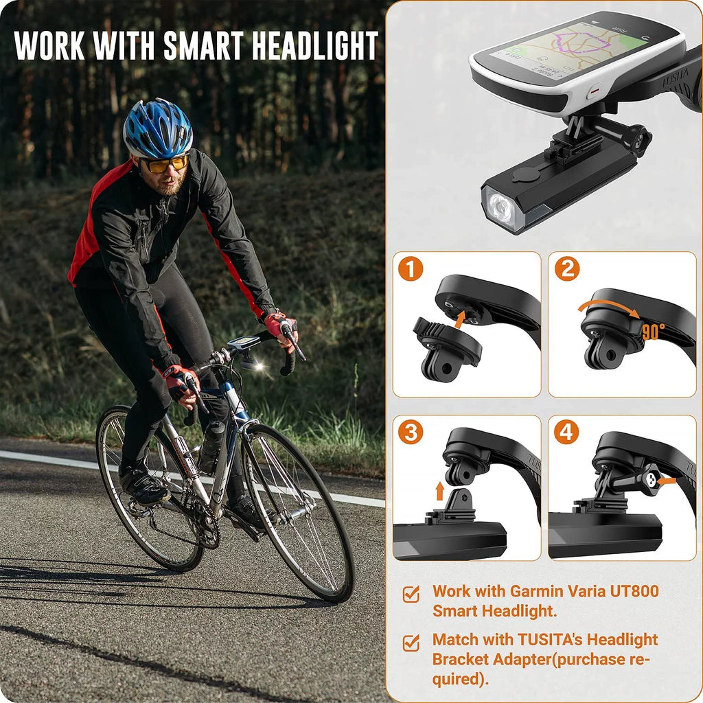 with Garmin Mount to Edge Friction Bike Adapter and Flush Flange Out GPS Quarter-Turn Compatible Front Mount