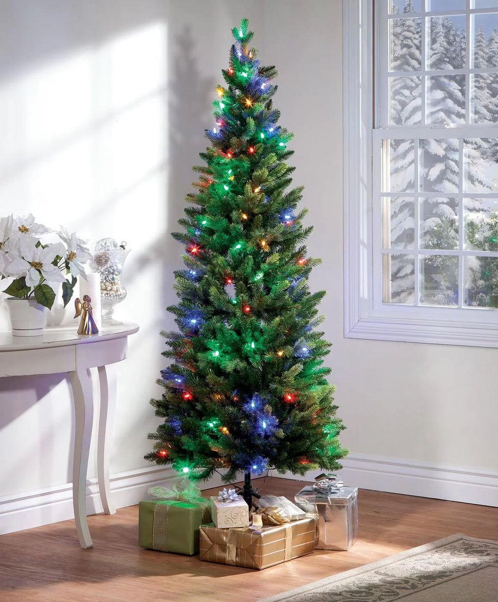Changing Peak Pre-Lit Fraiser-Like White Christmas Tree, 6-Foot and Lights Holiday LED Multi Color Colored