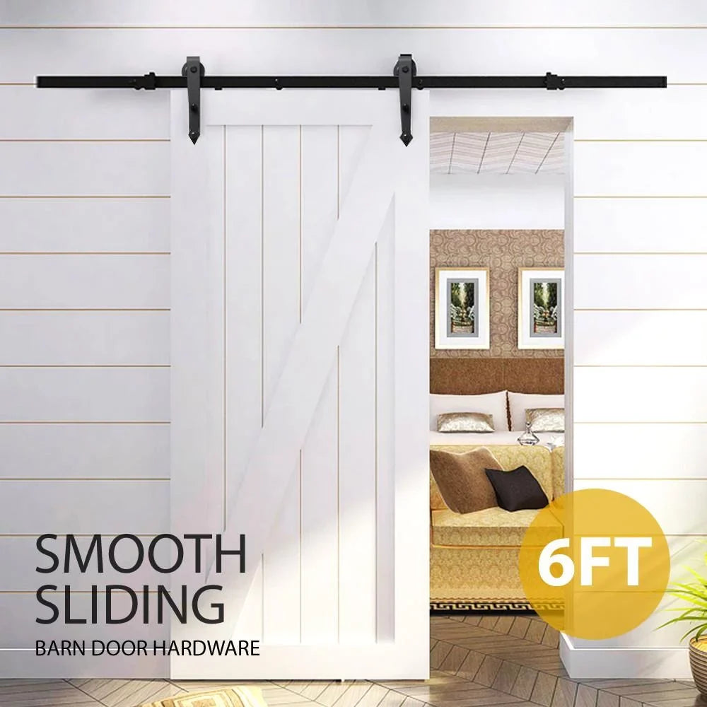Kit Single-door Track Steel Arrow Design Barn Black Hardware Hanging Ft Door Easyfashion 6 Sliding