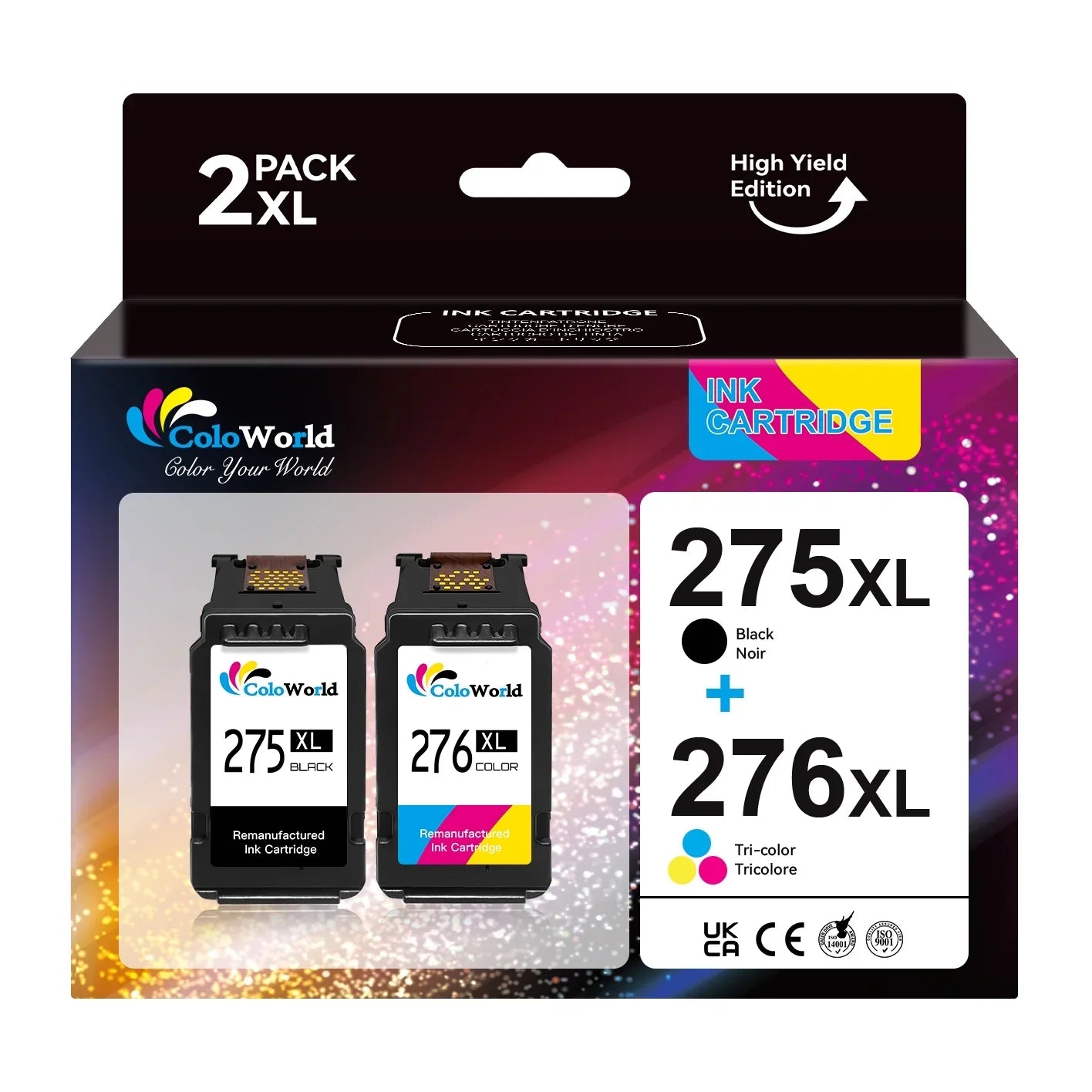 Canon Black, 275XL 275 276 276XL 1 Pixma Tri-Color) Canon TS3500 TR4722 TS3520 for CL-276XL Ink PG-275XL Cartridge for TR4700 for Canon (1 Ink Fir TR4720 TS3522