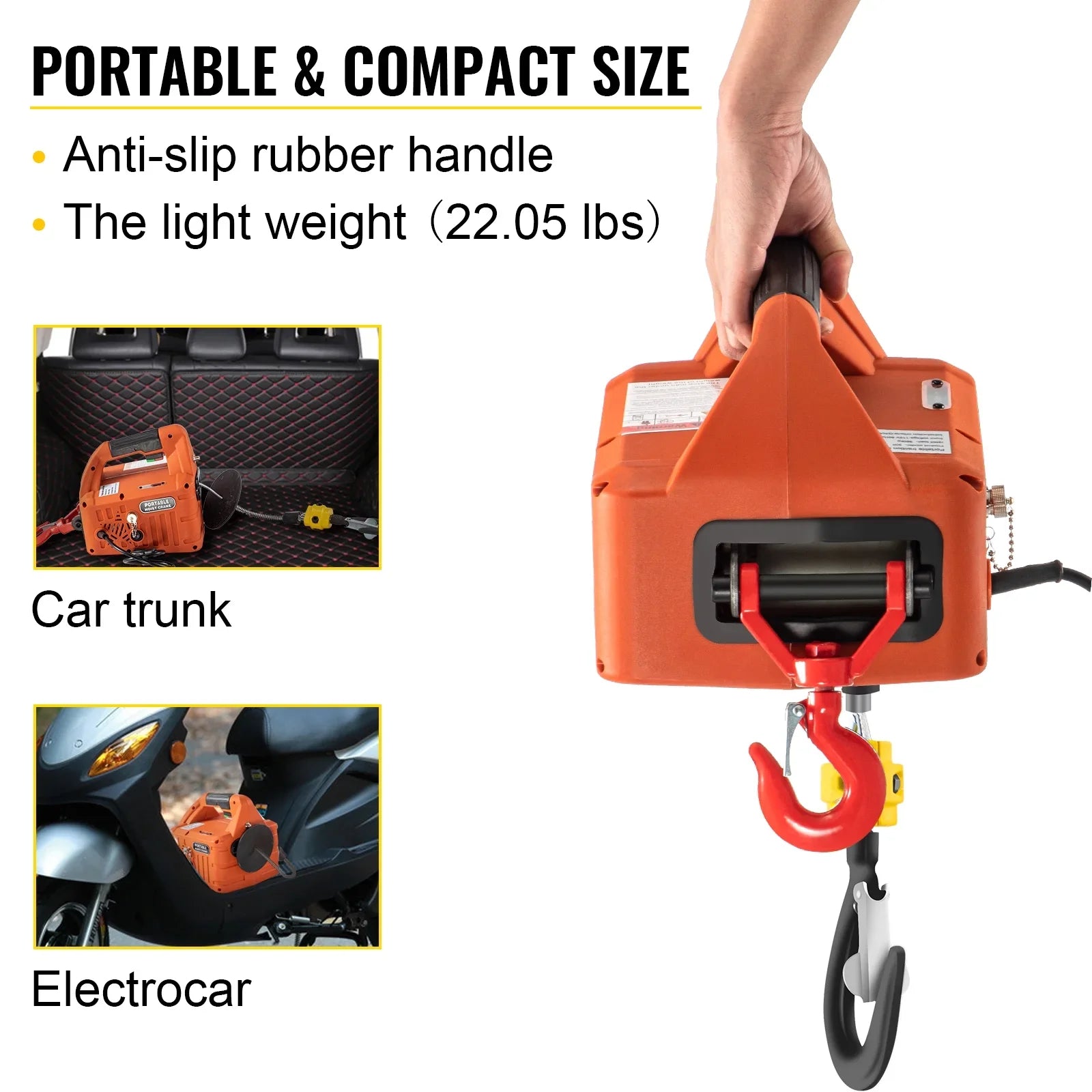 BENTISM Remote Hoist Control w/ Electric 25ft Crane 3-in-1 Portable Winch 1100lbs