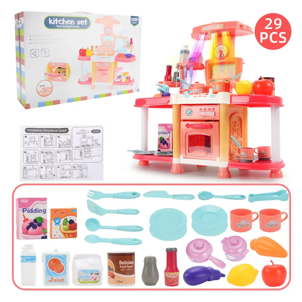 Play Abs Pool House And 1-3 Kitchen Toys Show Meal Sound Education For Puzzle Toddlers Children'S As Light Kitchen Electric Toy