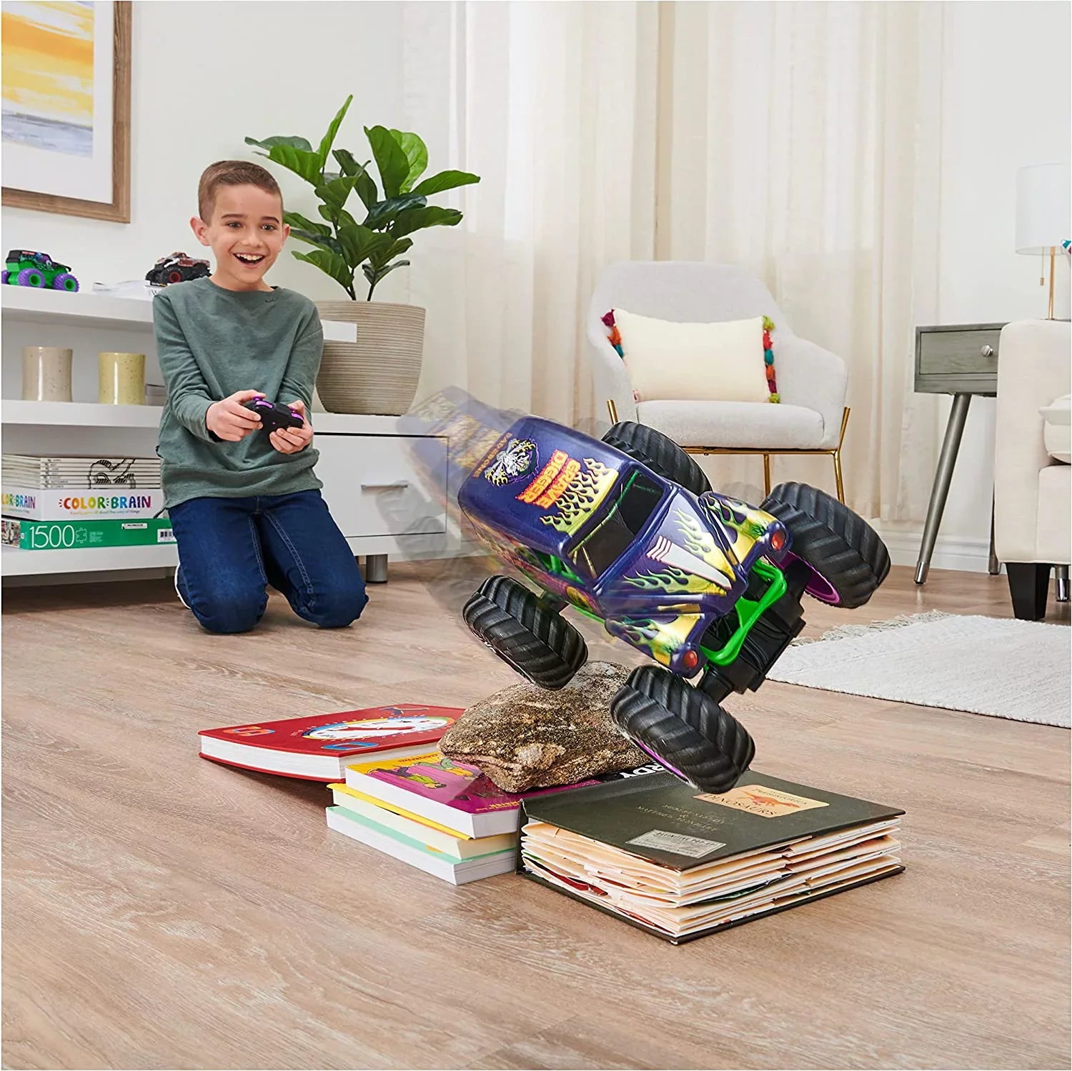 Toys Boys Monster Scale Remote and Control Monster Force, Kids 1:15 Jam, Car, Freestyle Digger Adults, Official Grave for Truck