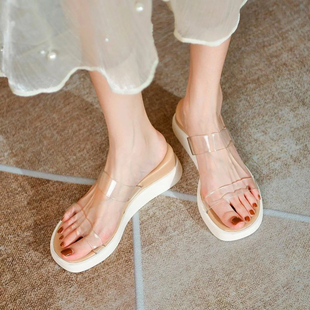 Platform Slippers Platform Sandals Transparent Ankle Women Slippers Sandals ILJNDTGBE Wedge Women Slippers Strap Heeled Rubber Custom for Designer