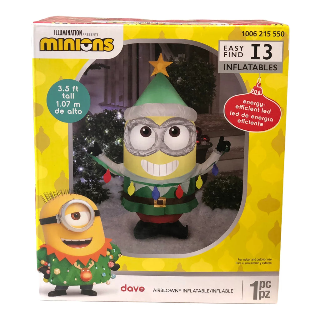 Gemmy Minions ft. Inflatable Dave the LED Airblown Elf 3.5