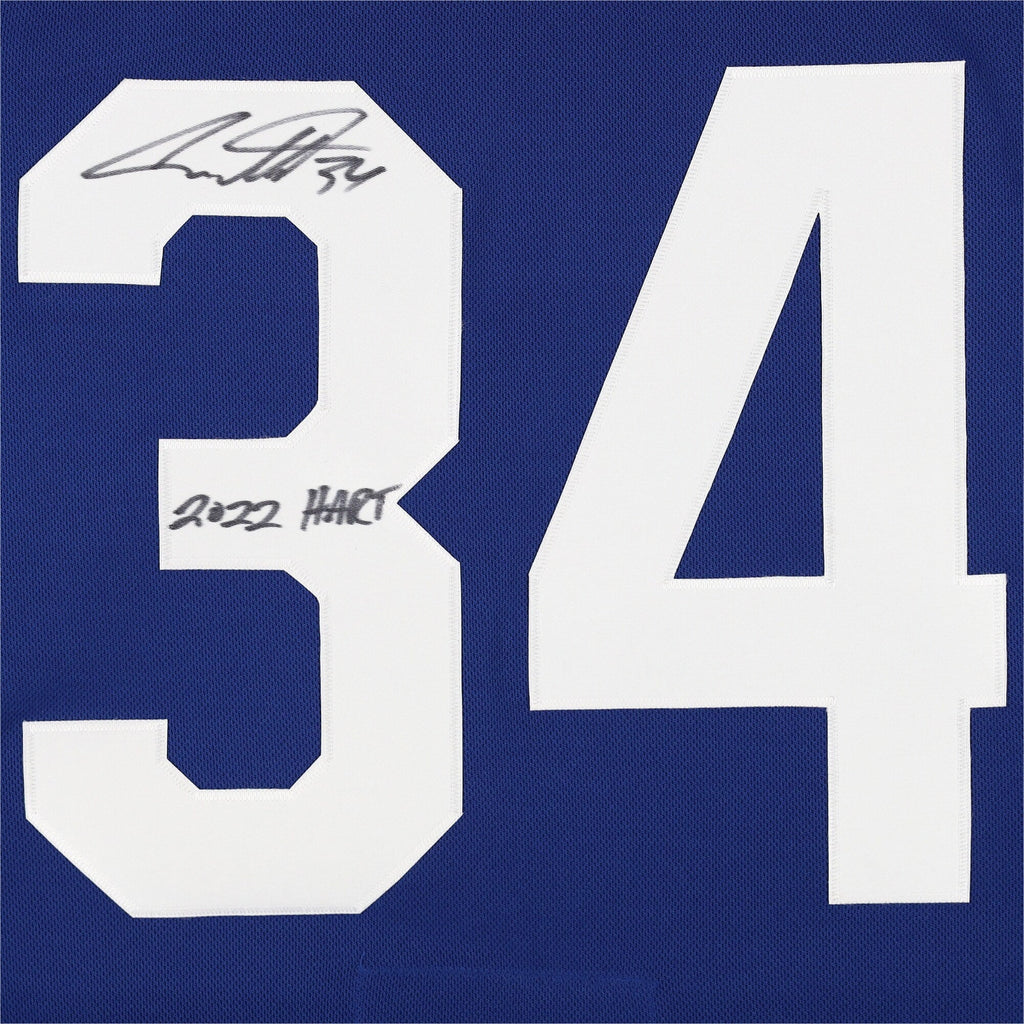 Jersey Auston Blue Trophy ''2022 with Hart Toronto 2022 Winner Hart'' Authentic Leafs Matthews Autographed Maple
