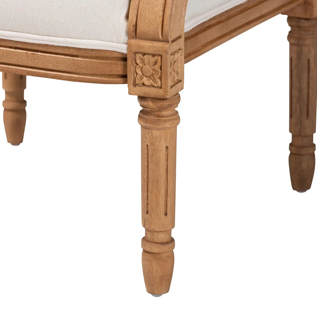 Studio Chair French Fabric Oak and Finished Accent Baxton Beige Honey Wood Garridan Traditional