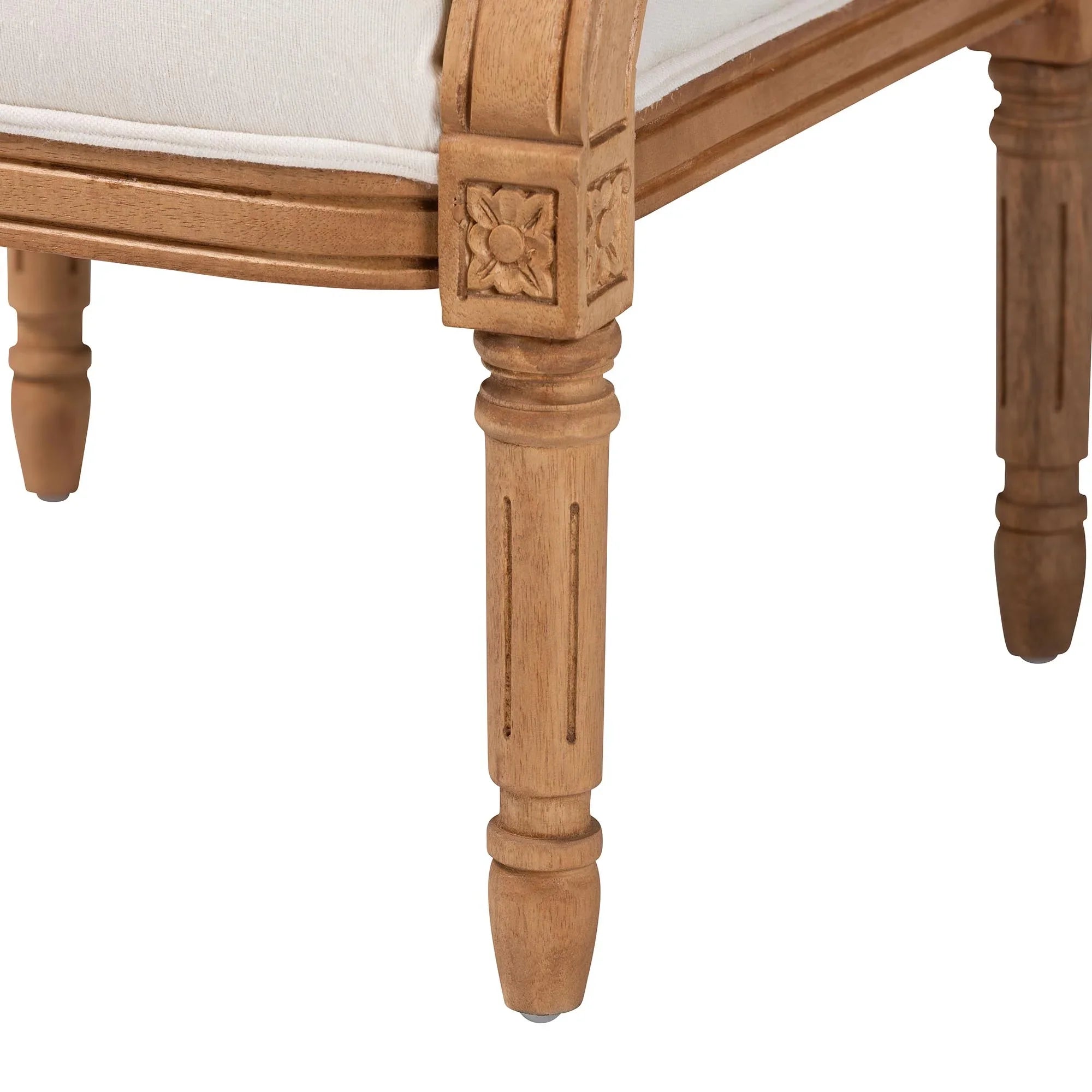 Studio Chair French Fabric Oak and Finished Accent Baxton Beige Honey Wood Garridan Traditional