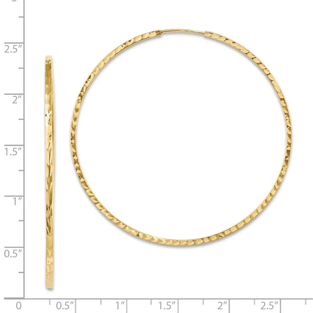 for Real Endless 14kt Men Hoop Teens; Women and Square Princess Tube Diamond-cut Earrings; for Adults and Gold Yellow
