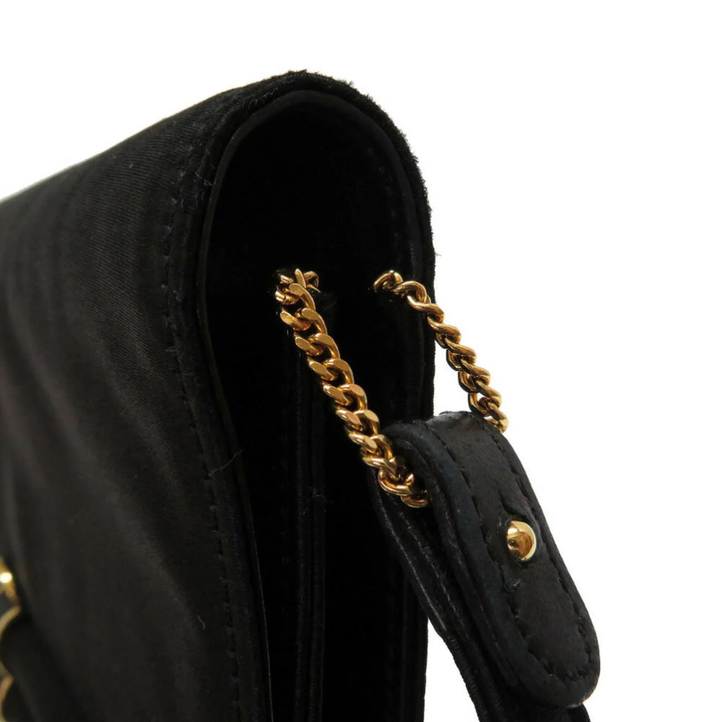 Cooktail Gold Bag Hermes 0034 Pre-Owned hardware Shoulder HERMES Black Satin (Good)