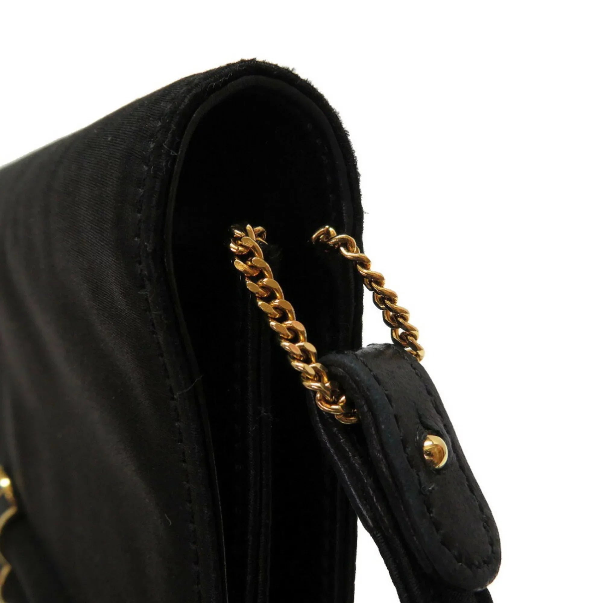 Cooktail Gold Bag Hermes 0034 Pre-Owned hardware Shoulder HERMES Black Satin (Good)