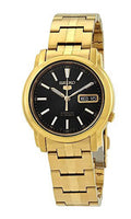 Stainless Men's Seiko Watch Gold Steel Black Dial Automatic Tone #SNKL88
