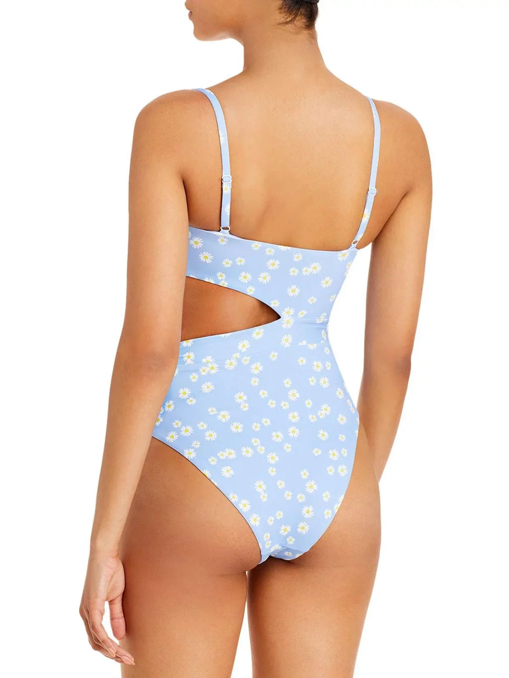 Tie Swimsuit Swim Womens One-Piece Cutout Aqua Side