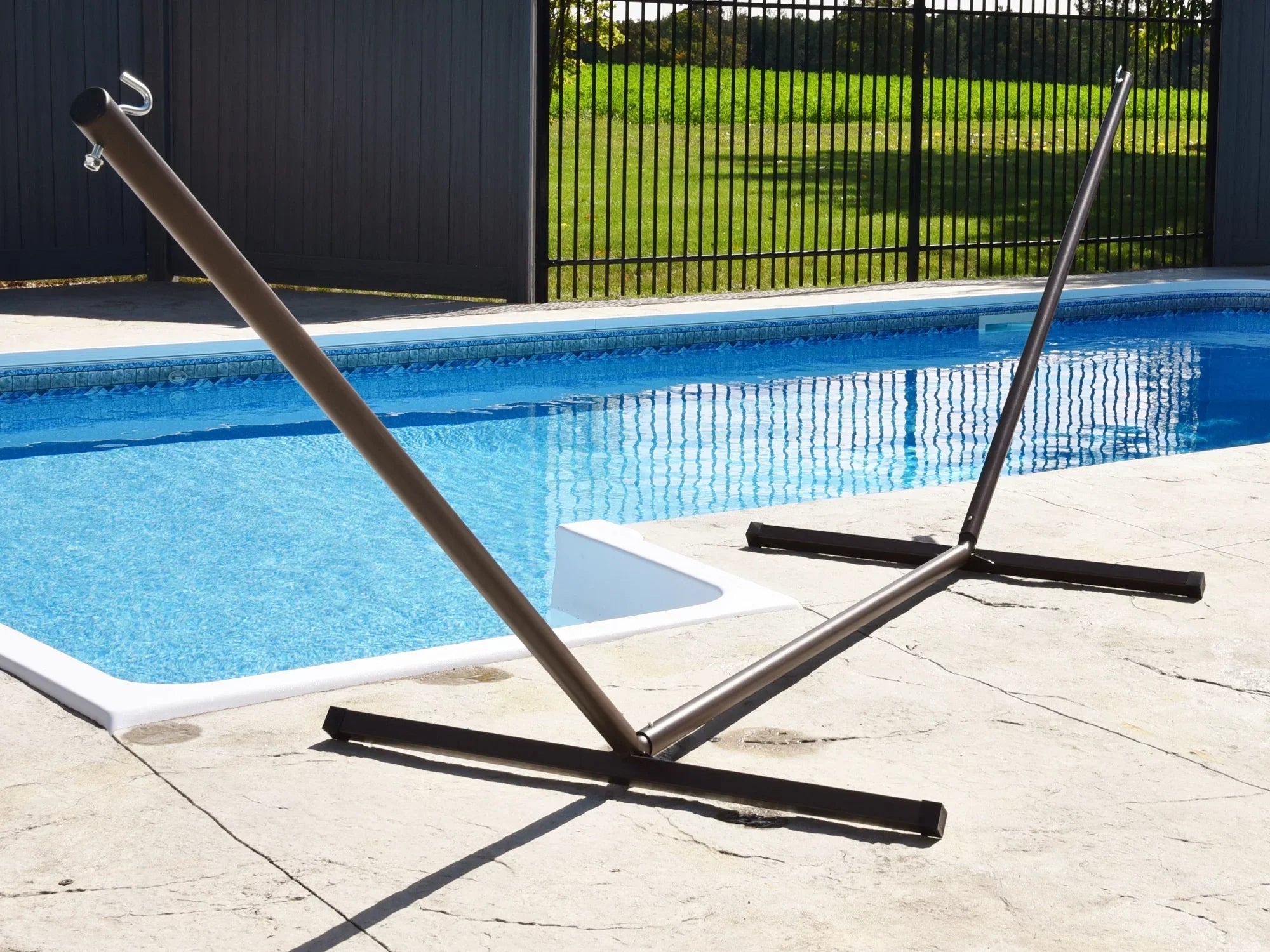 With Hammock 180” 3-Beam The Collection Hamptons Steel Black Stand Hardware