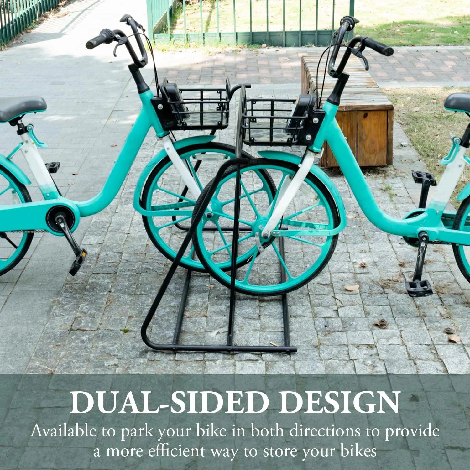 Bike Bicycle YGDU 6-Bicylce Black Holder, Capacity Stand/Grid Rack Double-Sided Steel Storage Parking Pipe
