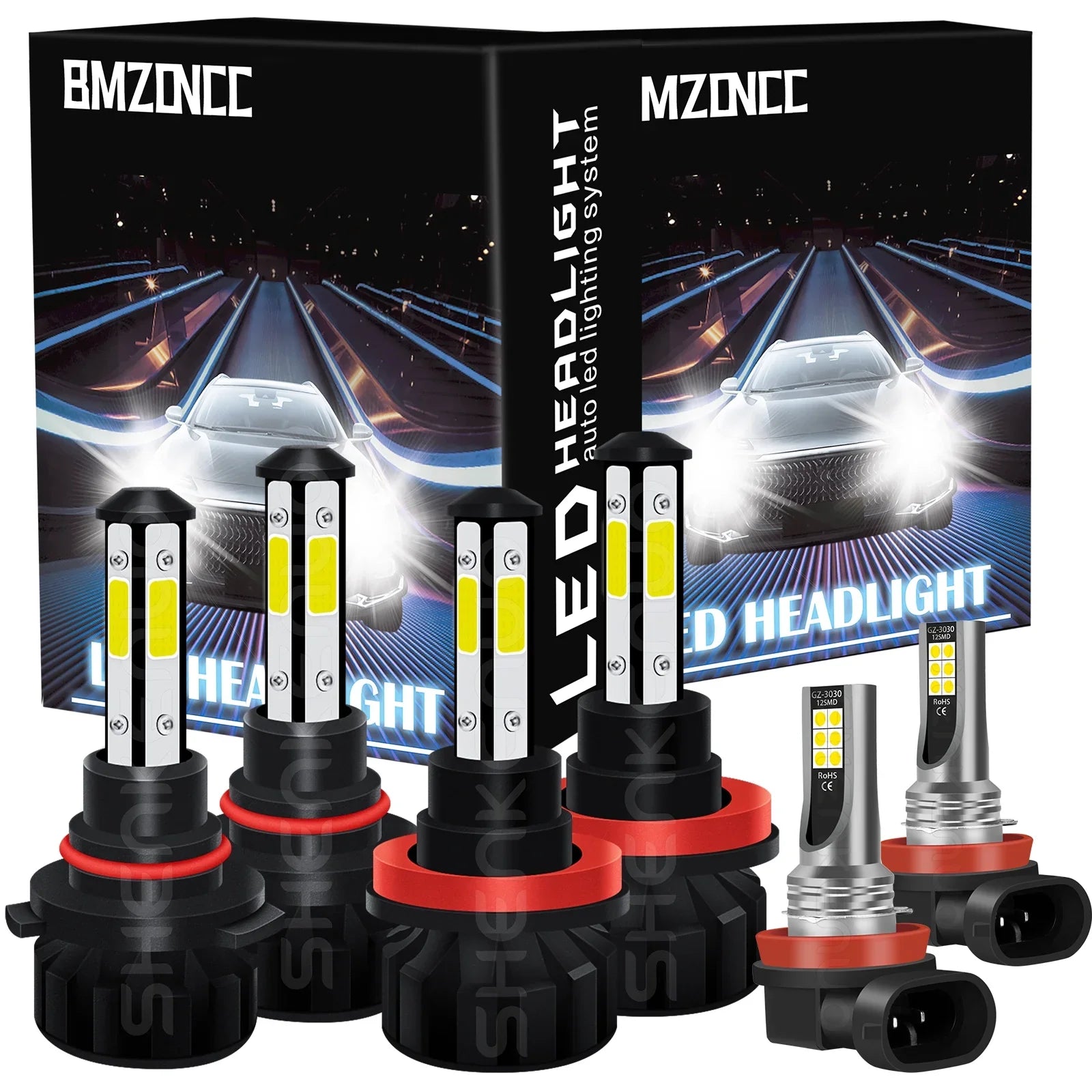 LED 2017 Toyota 2018 2020 H11 H11 2016 BMZONCC Light 2019 Bulbs Fog for 2015 Combo Headlight 4Runner 2010-2014 9005