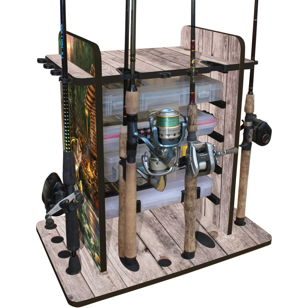 a 4 Rod Creations - Rod Box Storage Racking 14 with Design Capacity Rush Wire Features & Rack System Creek Sleek & Clips Utility Dual Fishing
