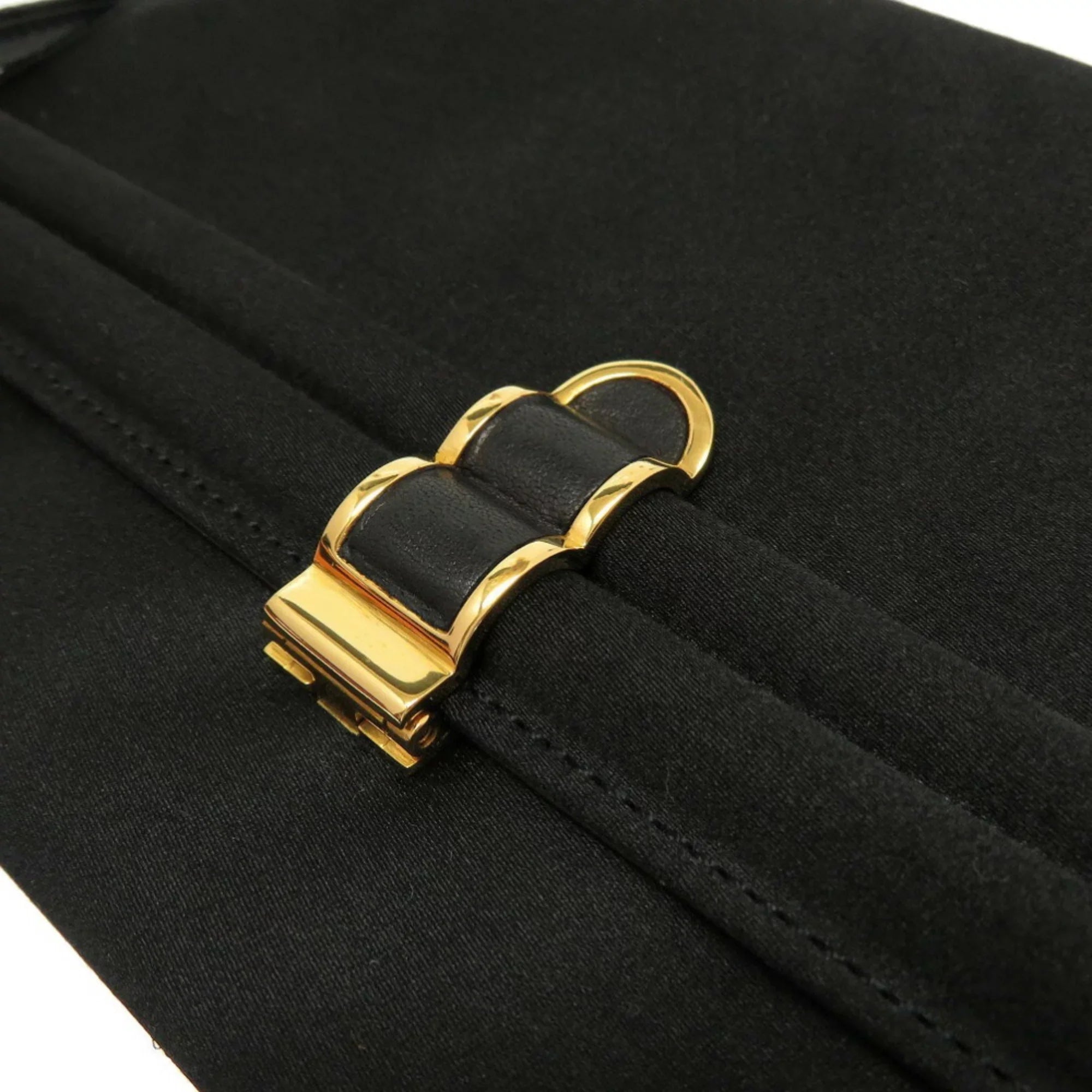 Cooktail Gold Bag Hermes 0034 Pre-Owned hardware Shoulder HERMES Black Satin (Good)
