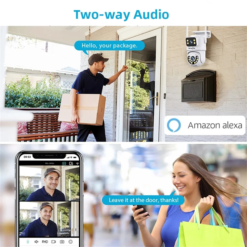 4K Full Camera INTELIVE Powered Security Way Night Surveillance Two Camera Vision Floodlight, Wireless Home Color Camera, Rechargeable exterior with Deduction Human Voice with