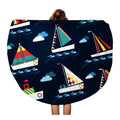 Round Circle Travel Pattern Tapestry Towels KDAGR Boat Beach Abstract Mat inch Baby Blanket Beach Blue Circular Kids Throw Towel 60 Beach Sea Nautical