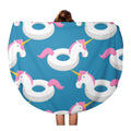 Swimming Travel KDAGR Unicorn inch Circular Pattern Towel 60 Blanket Beach Circle Tapestry Throw for Inflatable Magic Beast Beach Mat Toy Blue Round Towels