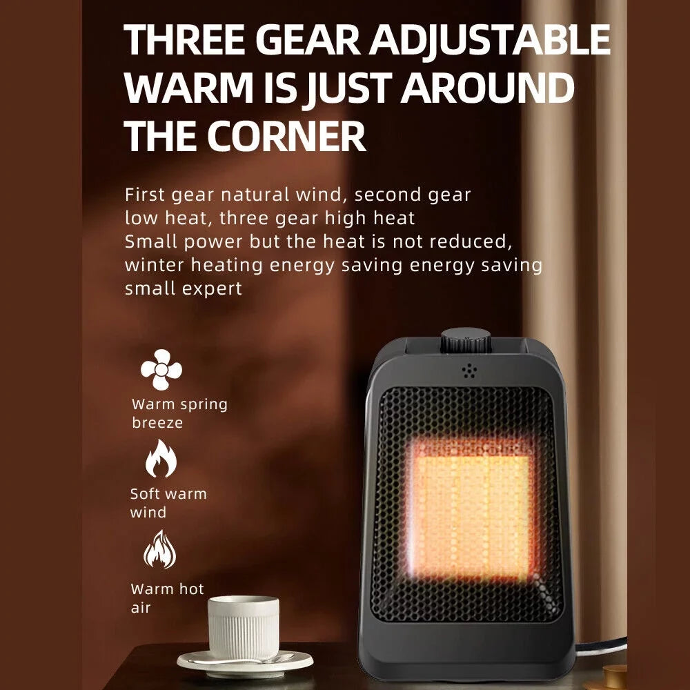 Black Heater Keep Portable and Home Space 3 Adjustable Anywhere Thermostat, - - Modes Heater Warm JahyShow Office -