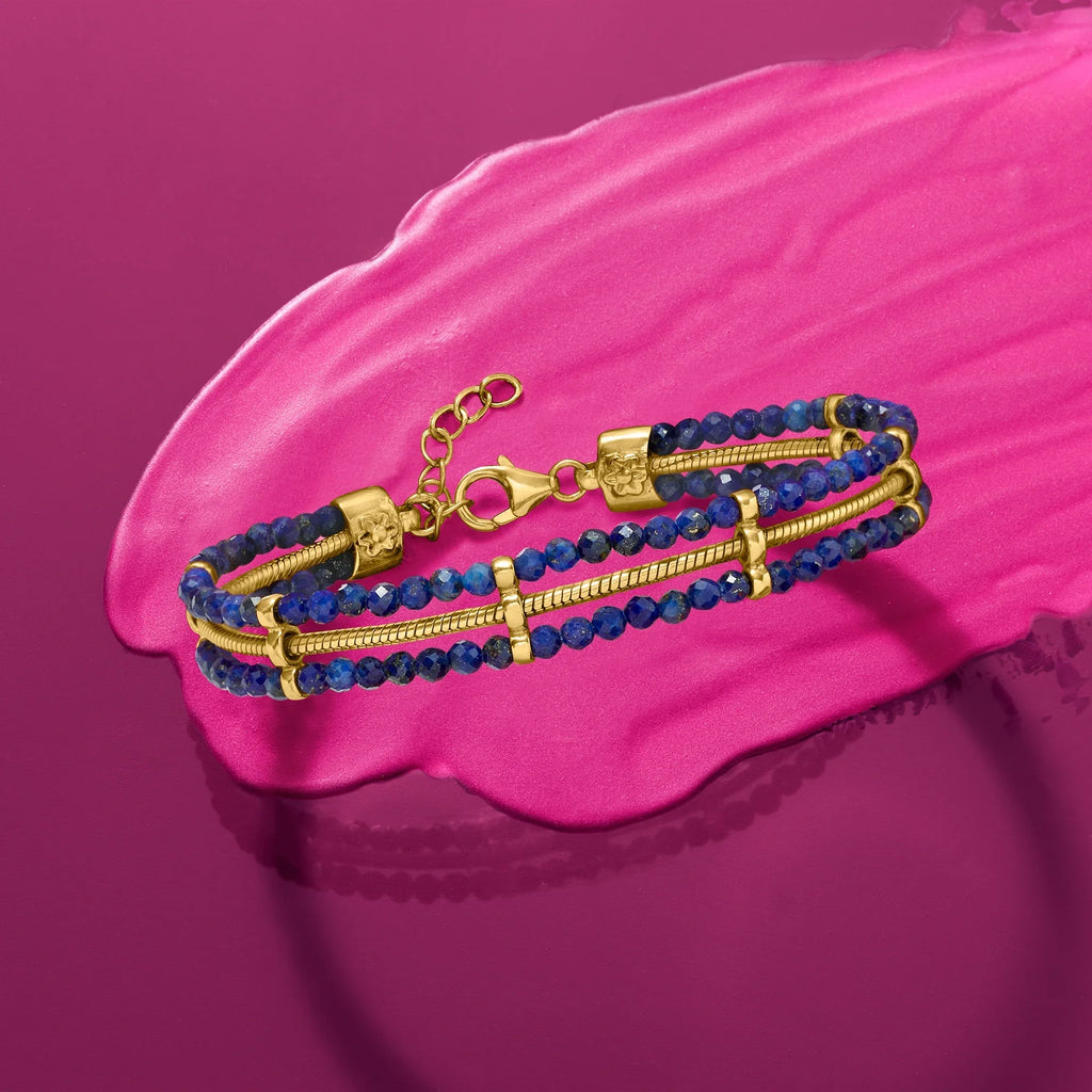 Adult 18kt Ross-Simons Sterling, Snake-Chain Lapis Over Bead and Bracelet Women's, in Gold