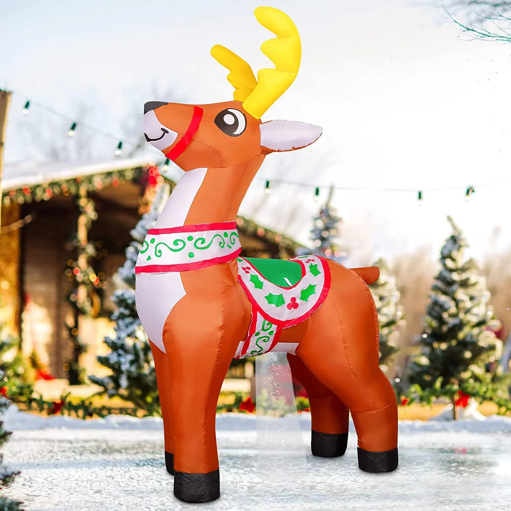 Inflatable, 5.7 FT Xmas/Holiday exterior Christmas Reindeer Clearance Inflatables Christmas Blow Reindeer Decorations with Up Inflatables Reindeer Decorations Inflatable for Lights, GOOSH Christmas LED