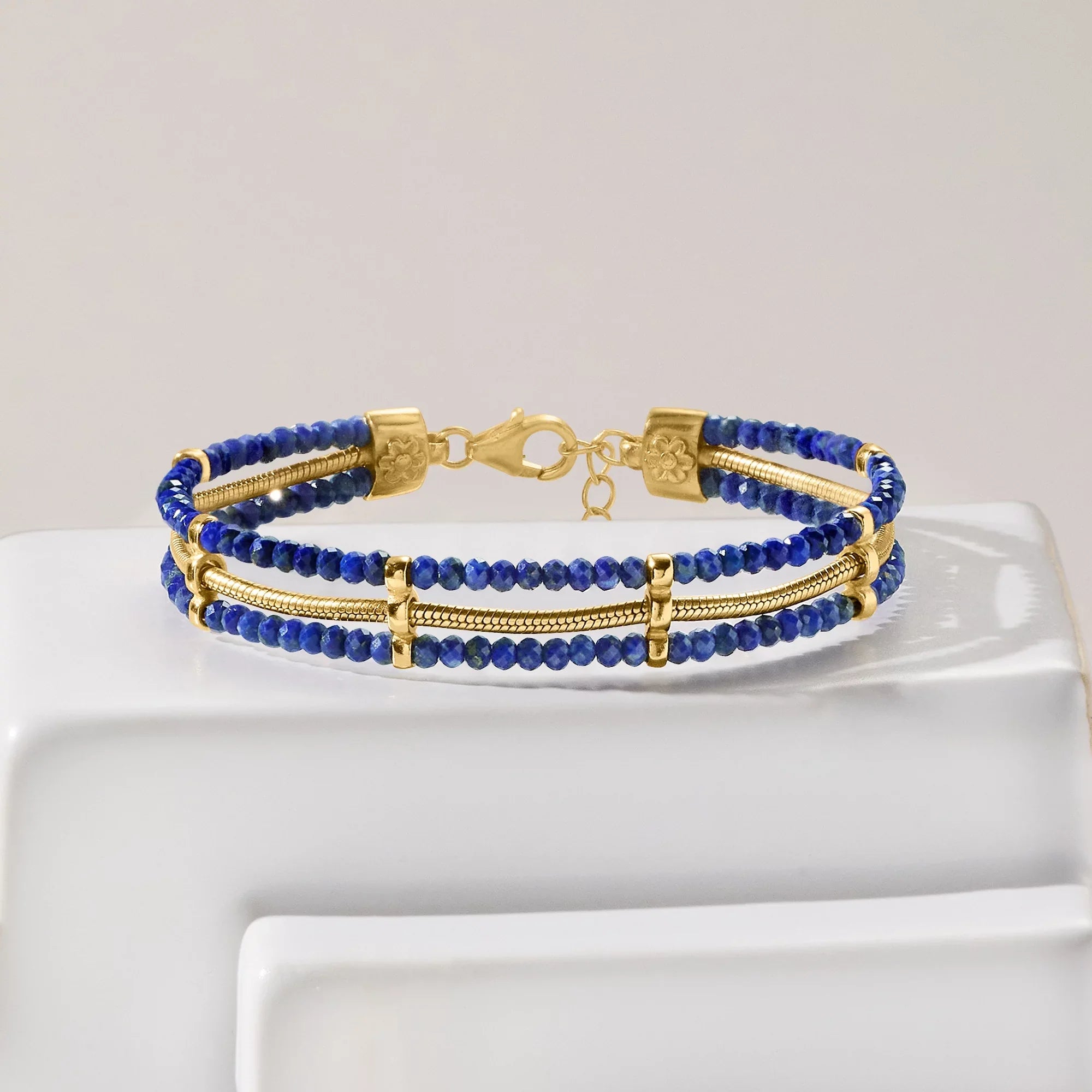 Adult 18kt Ross-Simons Sterling, Snake-Chain Lapis Over Bead and Bracelet Women's, in Gold