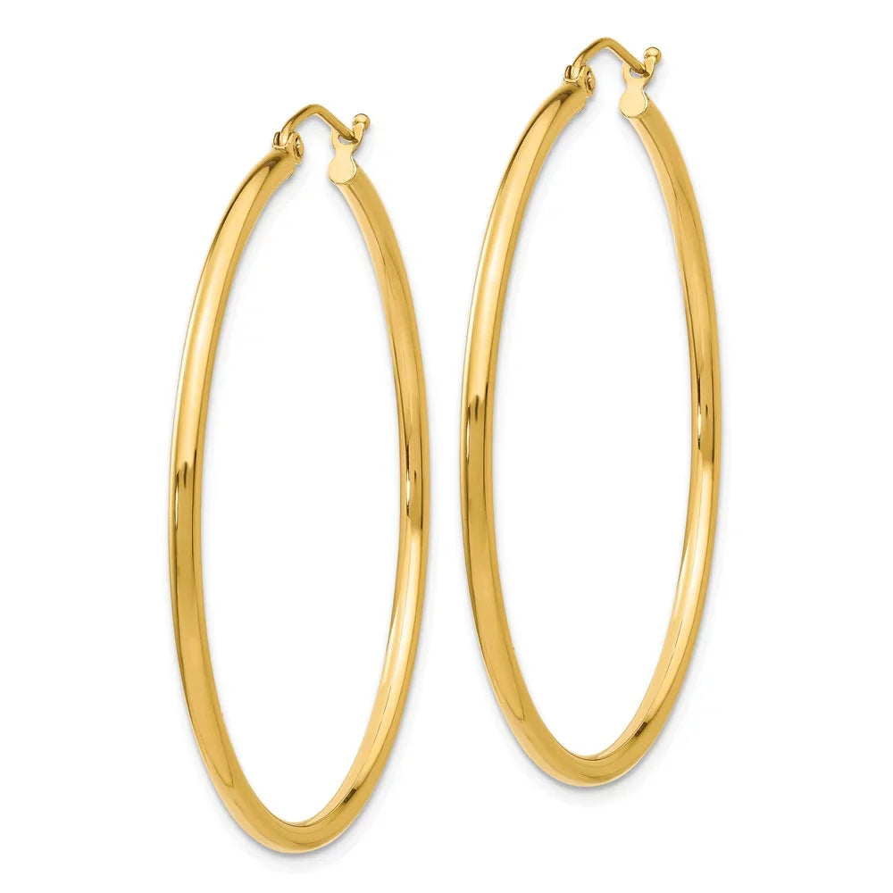 Teens; Lightweight Men Polished and for and Yellow Tube 2mm Hoop 14kt Real Gold Women Adults Earrings; for