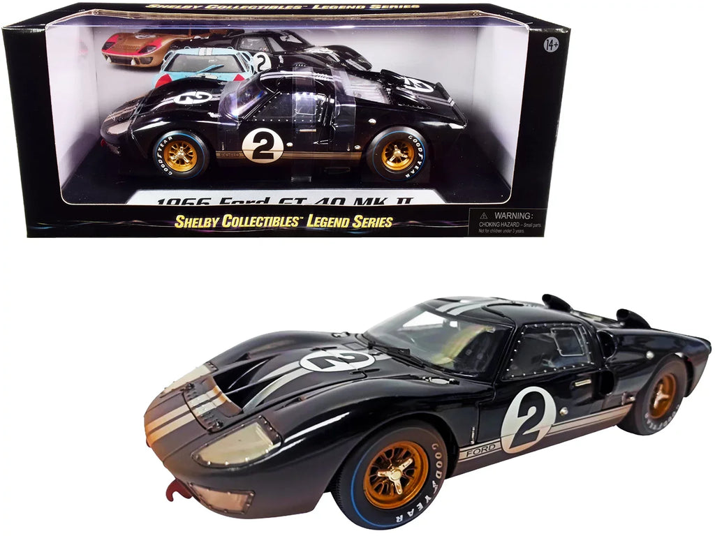 1966 II #2 MK Shelby Model by Race Diecast Silver with Collectibles (Dirty Black Car Stripes 1/18 After GT-40 Version)