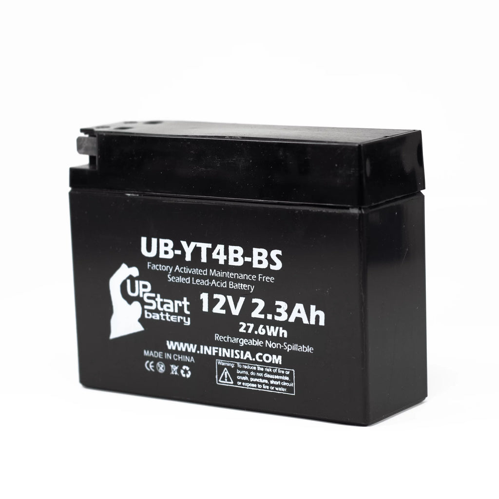 Yamaha 12V, 2.3Ah, Factory Battery UB-YT4B-BS Motorcycle Activated, 400CC Free, Battery UpStart 4-Pack for 2008 - Maintenance SR400 Replacement