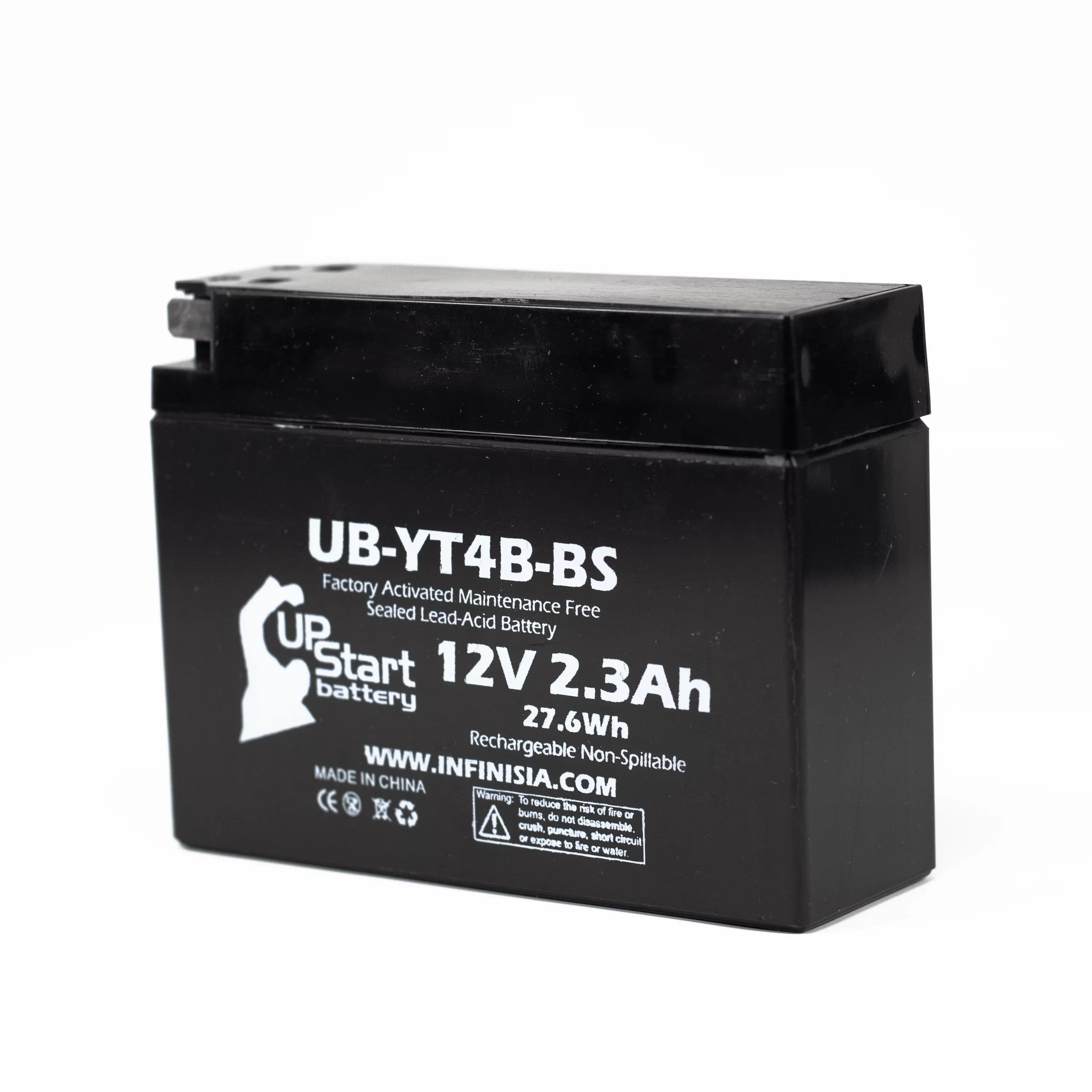 Yamaha 12V, 2.3Ah, Factory Battery UB-YT4B-BS Motorcycle Activated, 400CC Free, Battery UpStart 4-Pack for 2008 - Maintenance SR400 Replacement