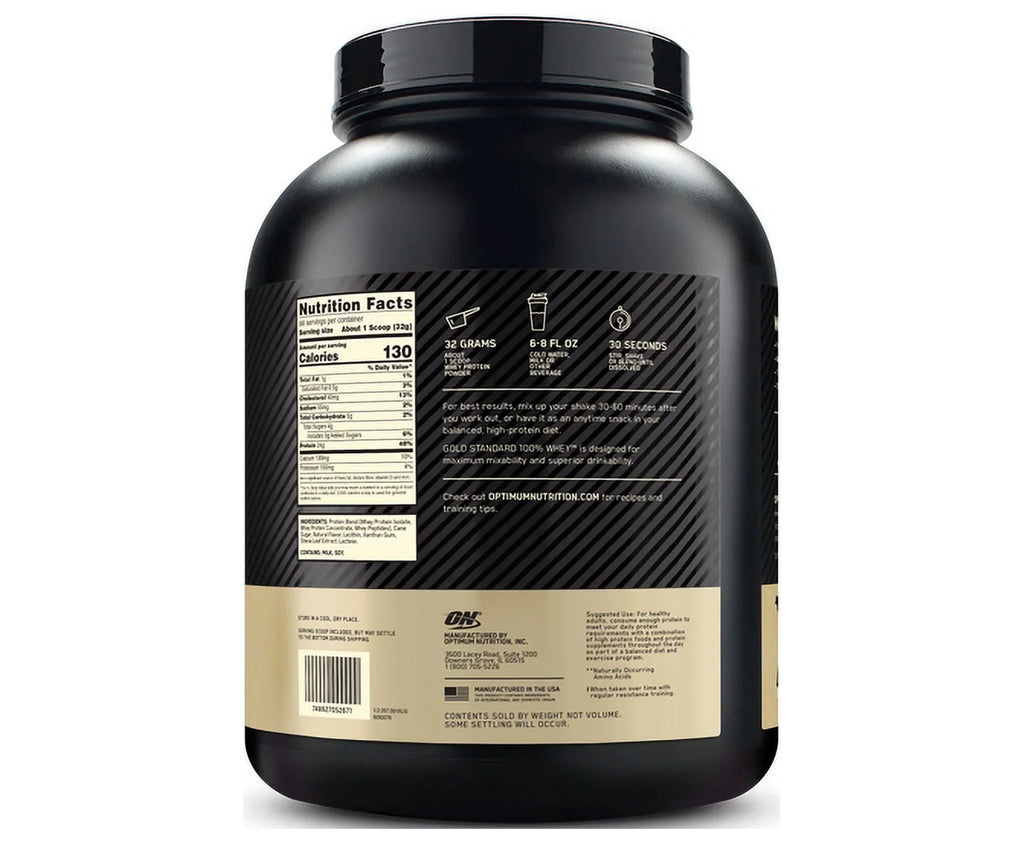 68 Protein Vanilla, Flavored Gold 100% 4.8 Servings Nutrition, Whey Optimum lb, Naturally Standard Powder,