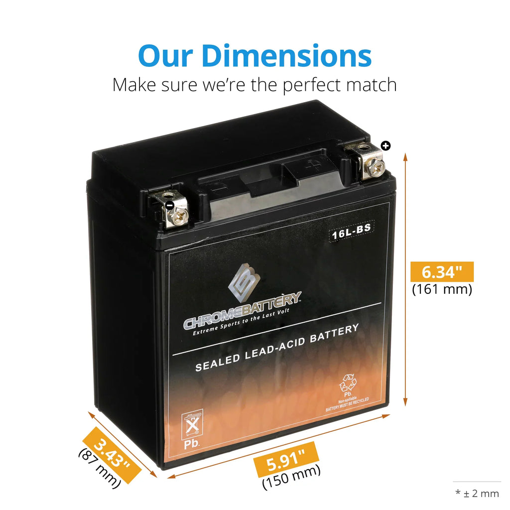 Ah, Yamaha CCA) Runner Wave 230 Chrome (16L-BS Jet Ski Battery 2005 Volt,14 for YTX16L-BS 12 Battery