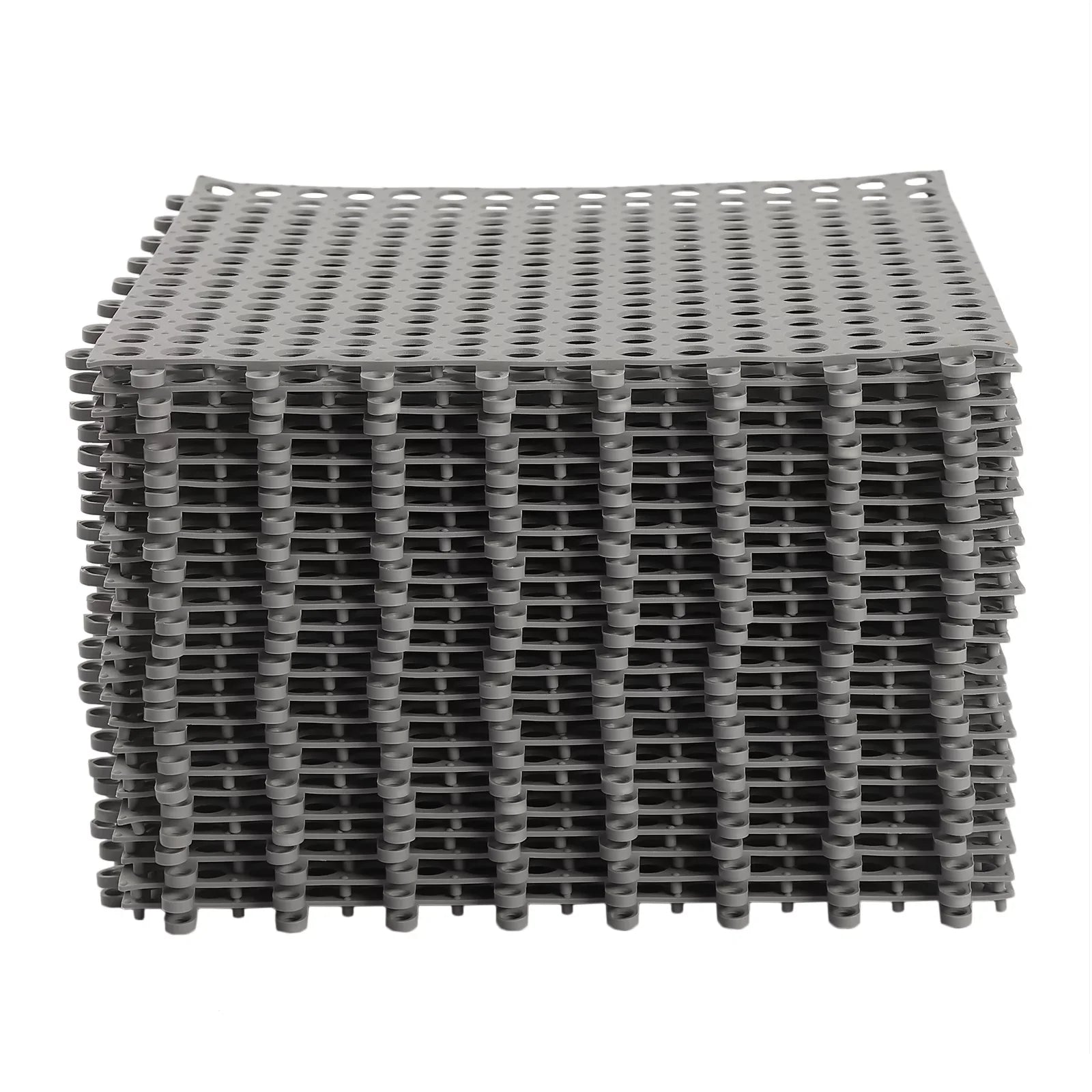 Drainage PVC Mat Shower Floor Interlocking Kitchen, Gray Bathroom, Holes Nonslip Mat,Soft Pool with 11.8*11.8" for Bath 24PCs