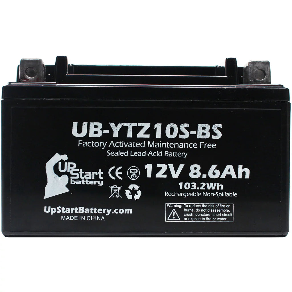 Yamaha 600CC UpStart 12V, (excl. - Battery YZF-R6 R6S) Activated, Motorcycle Battery Maintenance Free, UB-YTZ10S-BS 2011 Factory 2-Pack Replacement 8.6Ah,