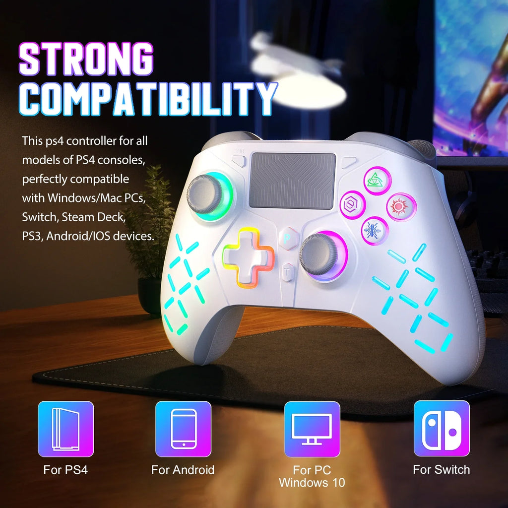 Compatible Light Playstation Wireless Adjustable with for LED (White) with 4 Controller /Slim/Pro RGB PS4,