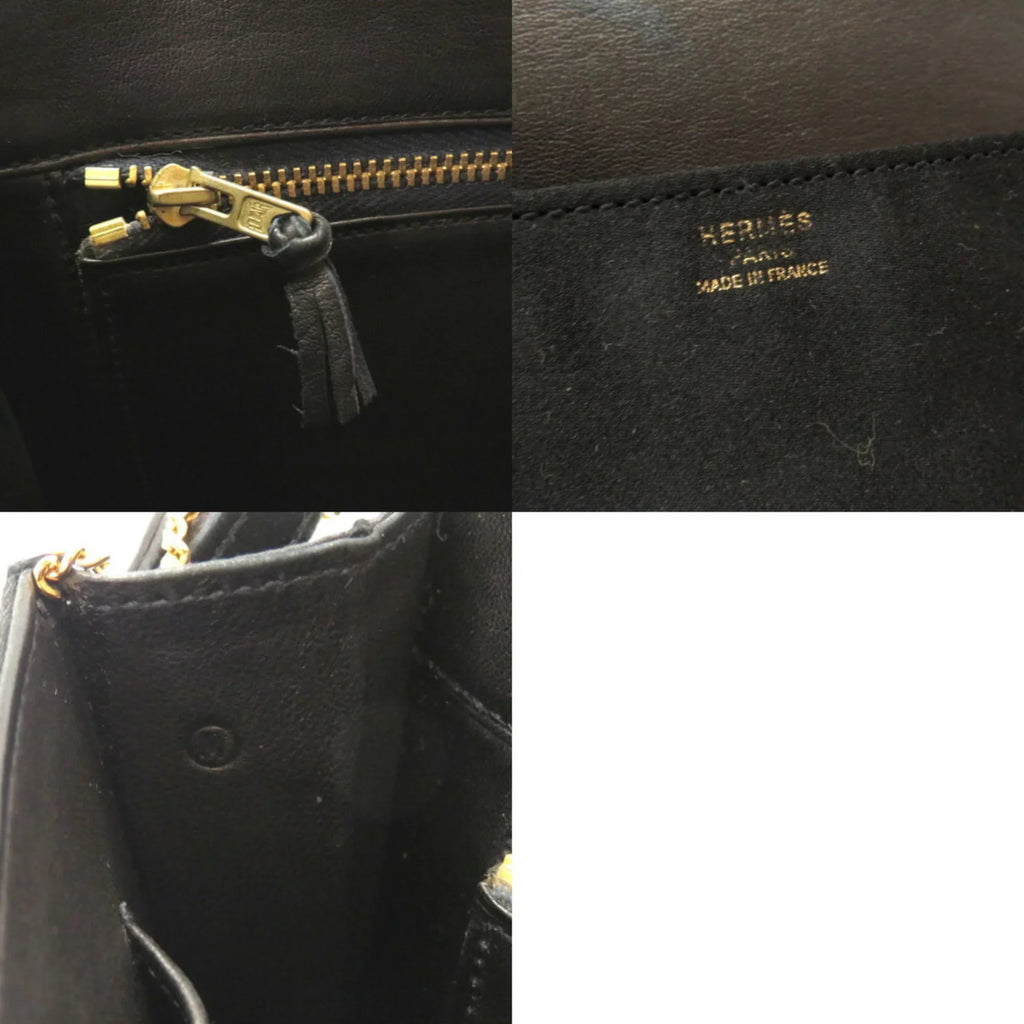Cooktail Gold Bag Hermes 0034 Pre-Owned hardware Shoulder HERMES Black Satin (Good)
