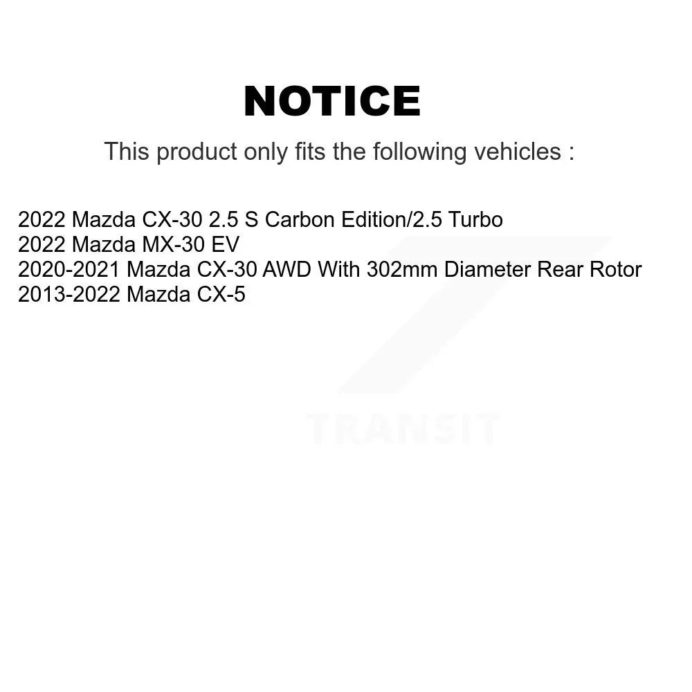CX-5 For EV Pair Coated Brake Mazda Rotors MX-30 Slotted CX-30 Drilled KD-100187 Rear Disc