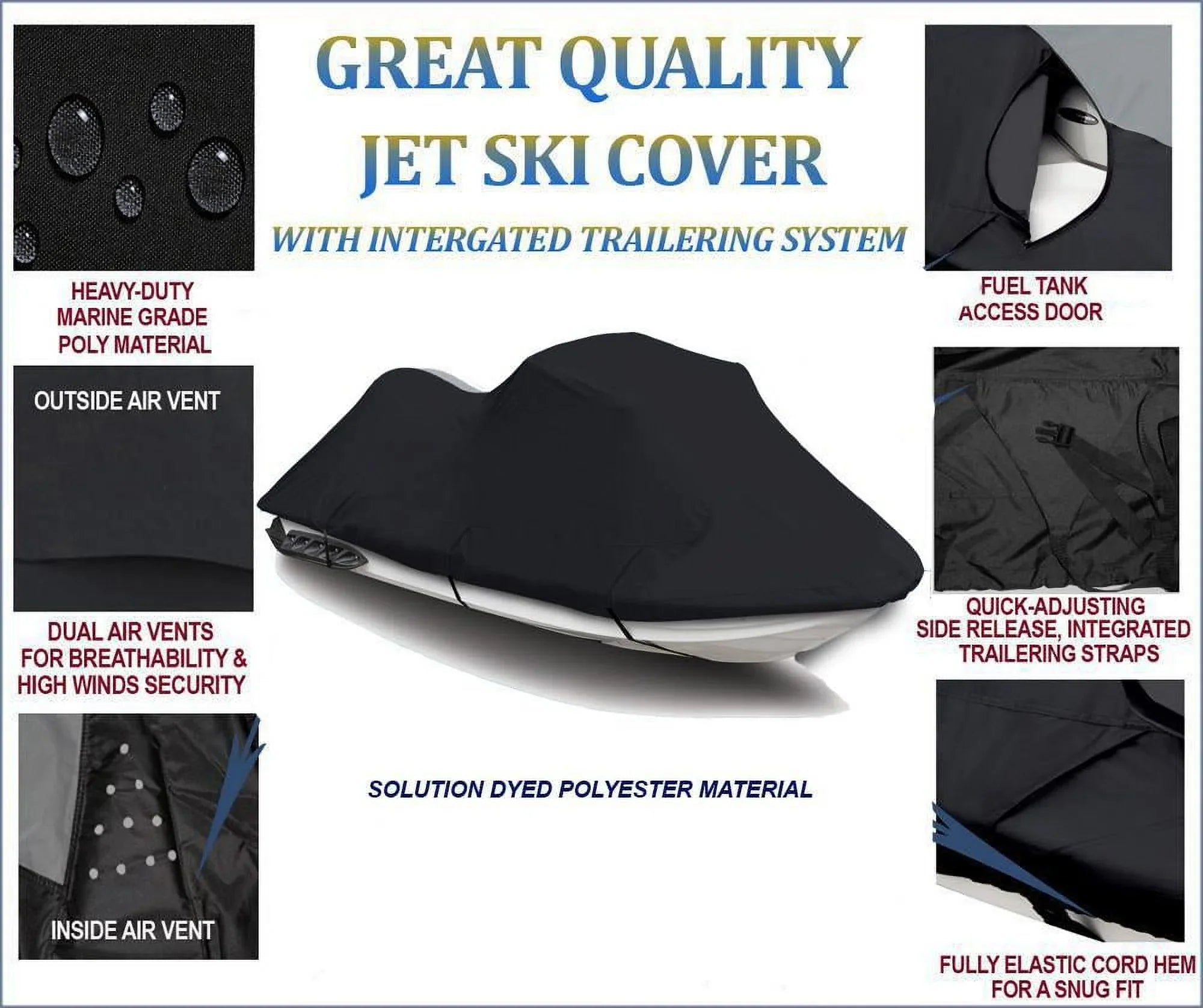/ 1200 JET THE TOP for 1998 XL 1998 Compatible OF Watercraft 1999 Cover YAMAHA LINE Jet SKI XL BLACK Cover 1999 760 PWC 2000 Ski