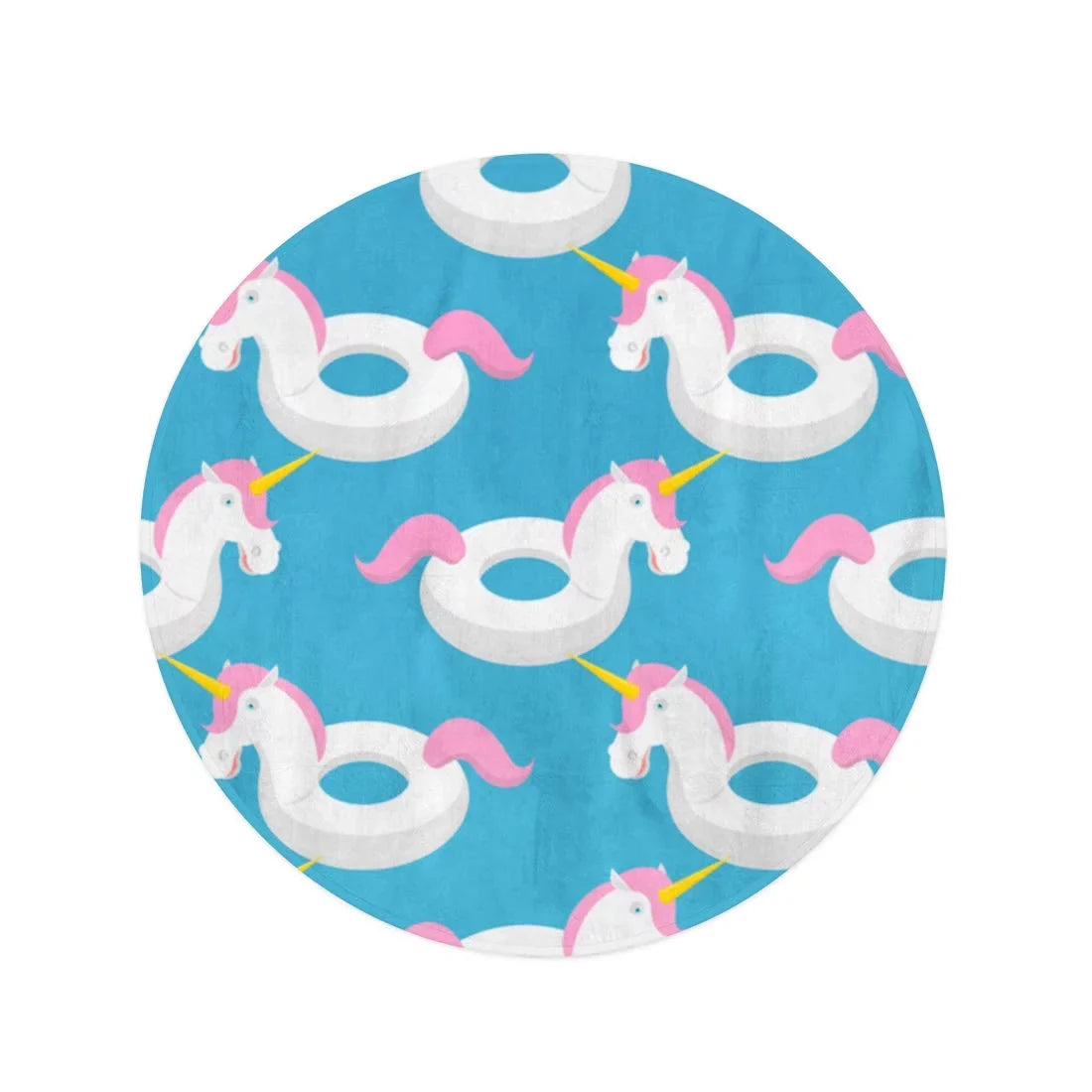 Swimming Travel KDAGR Unicorn inch Circular Pattern Towel 60 Blanket Beach Circle Tapestry Throw for Inflatable Magic Beast Beach Mat Toy Blue Round Towels
