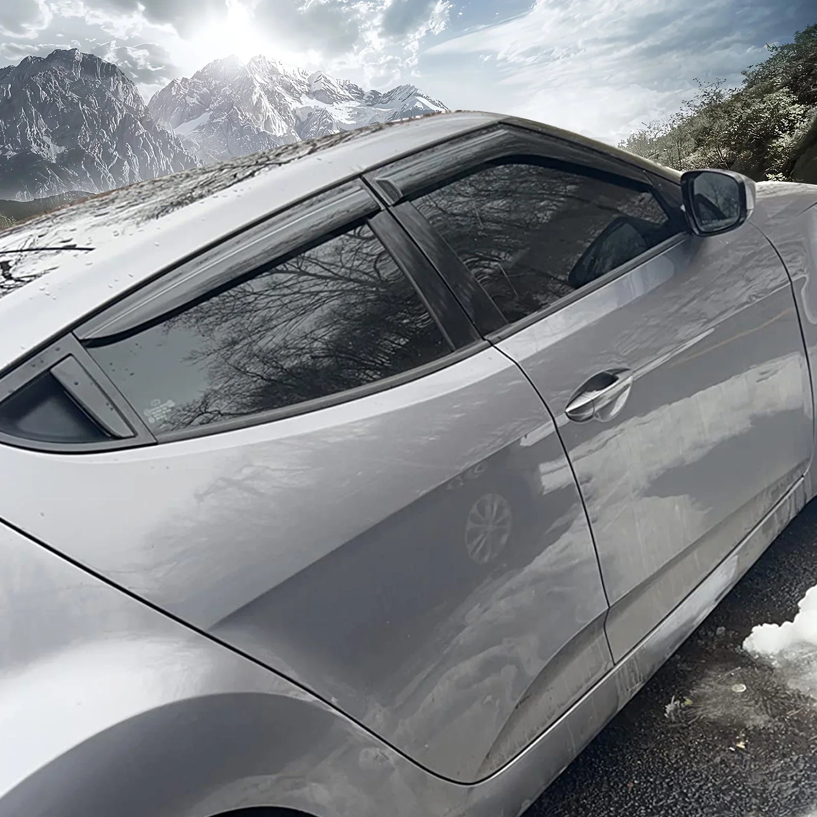 with Guard Rain 2012 Ikon Outside Vent 4Pc Hyundai 2014 Mount 2013 Compatible 2017 2011 Motorsports Deflector Window 2015 2016 Set Visor 2018 Veloster 2011-2018