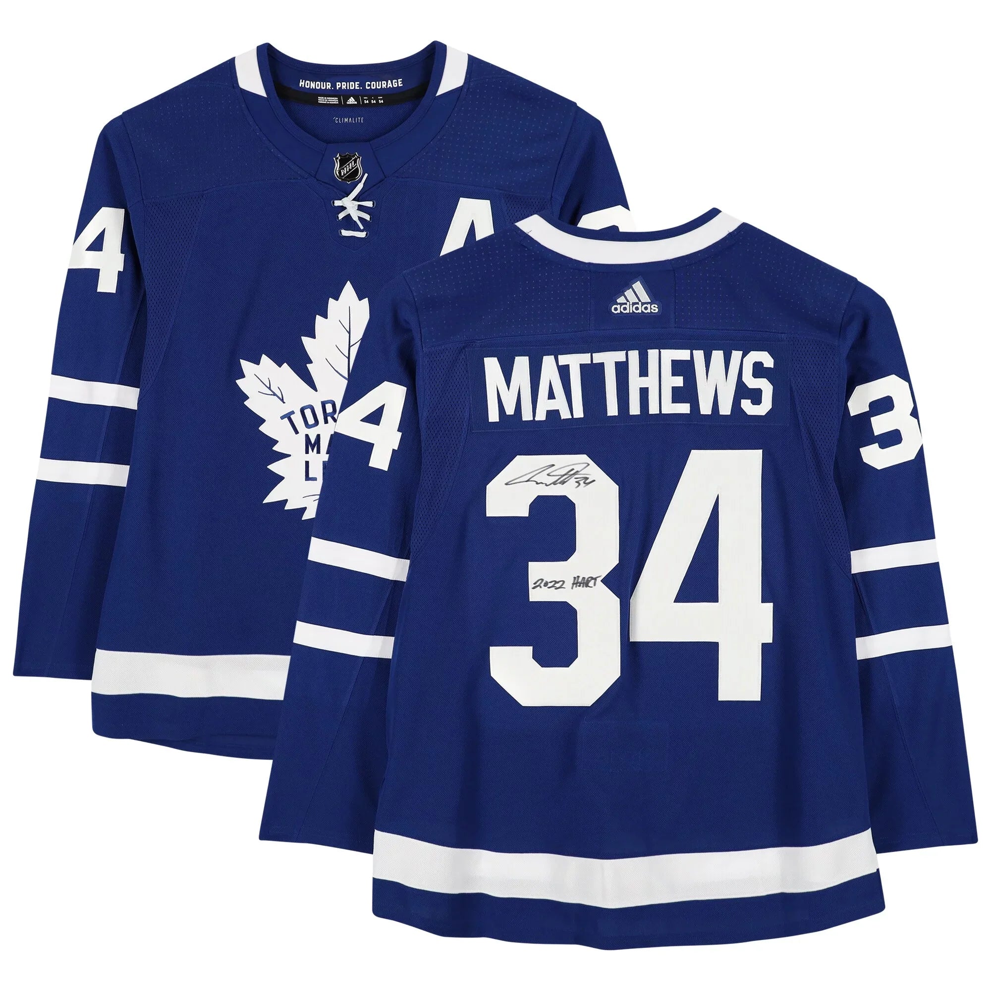 Jersey Auston Blue Trophy ''2022 with Hart Toronto 2022 Winner Hart'' Authentic Leafs Matthews Autographed Maple
