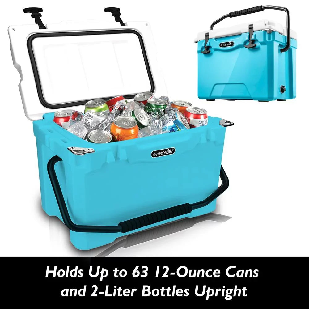 Travel Quart Cooler Cooler Box (Blue) Ice Lightweight Heavy-Duty 25 SereneLife Handles, W/ Portable